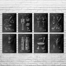 Golf Patent Wall Art Set of 8 Poster, Canvas or Framed Sports Gifts Office Decor