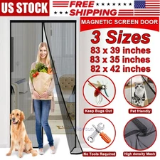 Magnetic Screen Door Mesh Curtain Durable Heavy Duty Mosquito Net Bug Hands Free