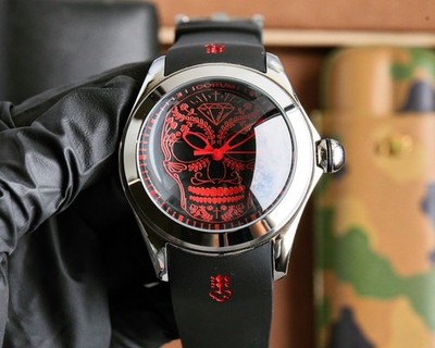 Corum Bubble Clown Men's Watch Mechanical Movement Black/Red Dial Black Strap