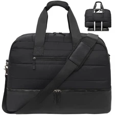 Travel Weekender Bags for Women with Shoe Compartment Quilted Puffer Tote Bag...