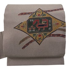 JAPANESE NAGOYA OBI ASH BROWN PURE SILK BB0842