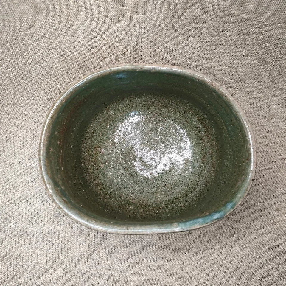 Japón | Tazón de té Oribe Karatsu esmalte verde Kuzugata 14 cm a leña | De colección Foto 4 de 4