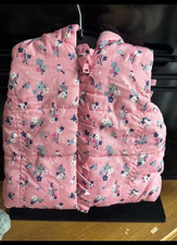 George Baby Girls Pink Floral Hooded Padded Full Zip Puffer Gilet 0-3M