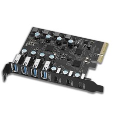 10Gbps PCIe USB 3.2/3.1 Gen 2 Card 7 Ports 3X Type USB C - 4 USB A Expansio...