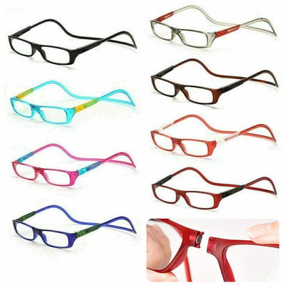Faltbare Magnetische Lesebrille Snap Click Front Neck Hanging Vollrand Spectacle