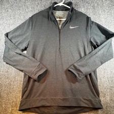 Nike Dri Fit Mens Dark Gray Quarter Zip Pullover Athletic Sweatshirt Size L