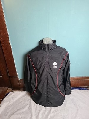 Canada Olympic Rings Jacket Men's Size Large L Red Fleece Lining Winter Olympics