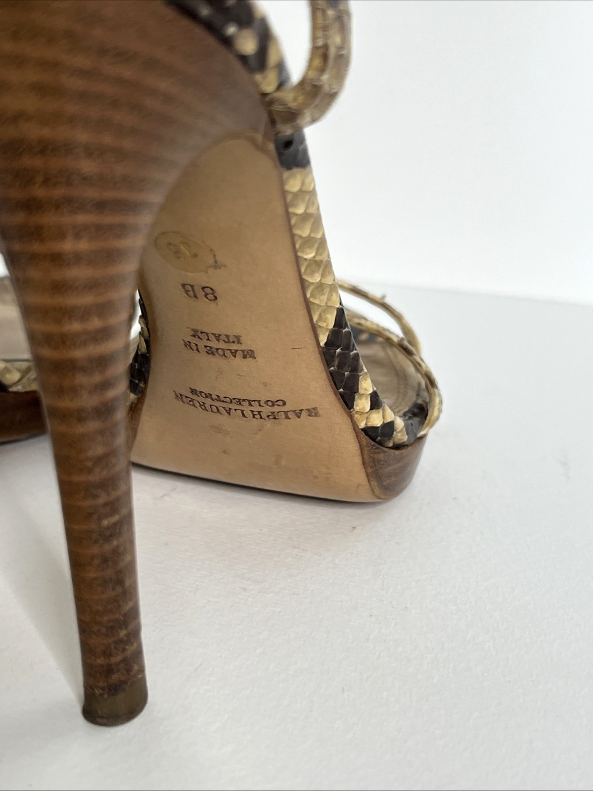 Ralph Lauren Collection Brown Python Ankle Strap … - image 8