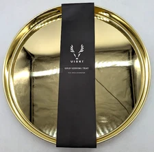 *NEW/OTHER* Viski Tray, Round Gold Serving Tray, Stainless