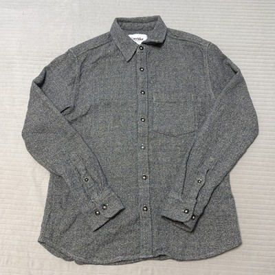 CORRIDOR NYC Gray Flannel Button Up Shirt Sz-S Cotton LS Patch Pocket Work Wear