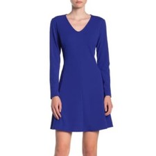 Tash + Sophie V Neck Fit & Flare Dress XSmall XS NEW Royal Blue