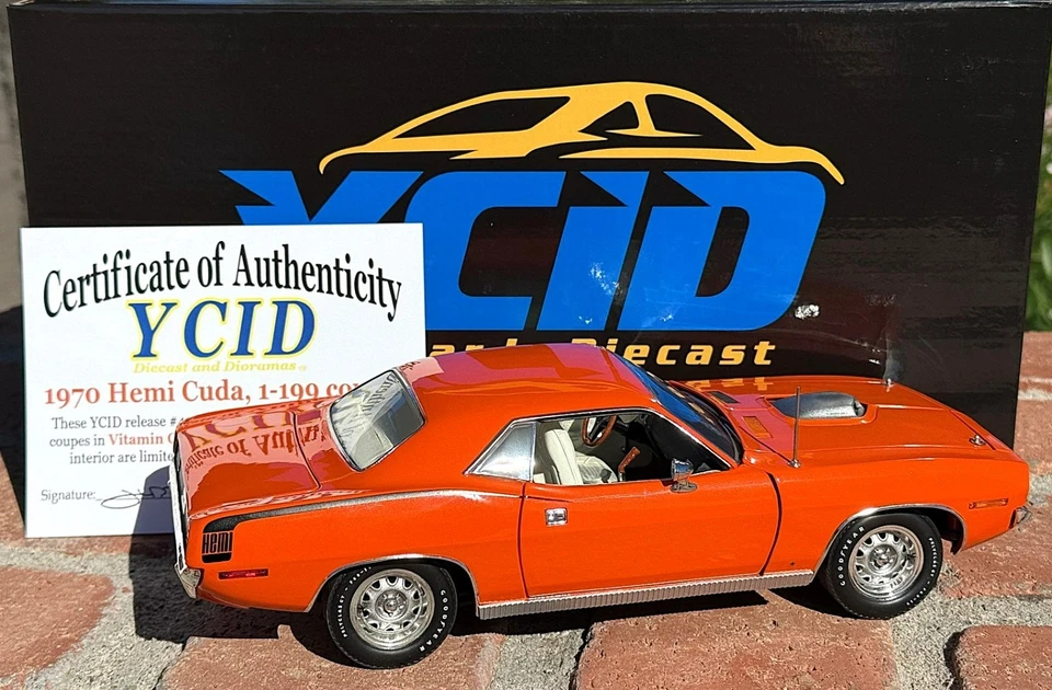 1/18 scale, YCID #43, 1970 HEMI Cuda, 1-199 in VITAMIN C ORANGE, NEW RELEASE ! - Image 2 of 4