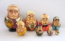 Vintage Matryoshka Russian Soviet Union Leader Nesting Dolls 8 Doll/Piece Set