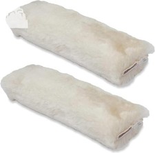Sheepskin Seat Belt Cover 2 Pack Genuine Wool Shoulder Pad Pearl
