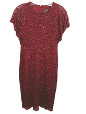 Adriana Papell Beaded Sequin Midi Dress Sz 0 Petite Holiday Christmas New Year's