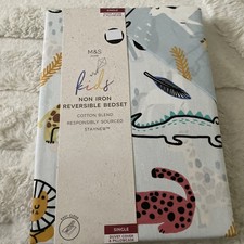 M&S Kids Animal Print None Iron Reversible Bedset Cotton Blend  Singel Duvet