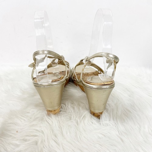 Tommy Hilfiger 8 M Womens Gold Faux Leather Ivana Strap Wedge Sandals - Picture 4 of 10