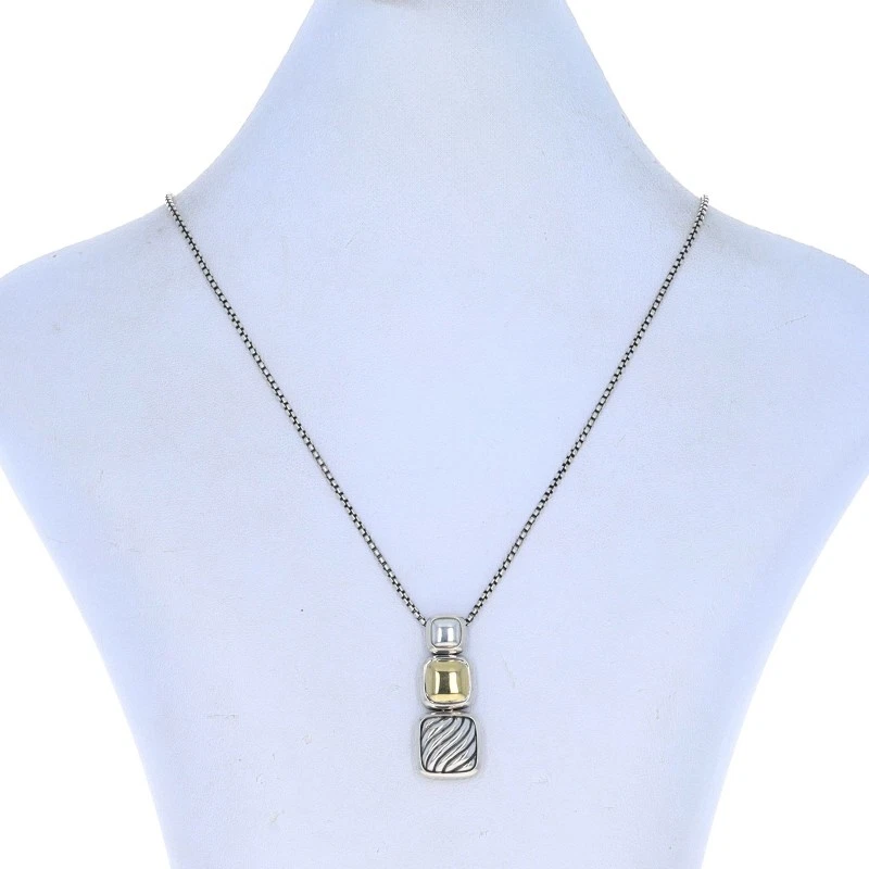 Collar David Yurman Chiclet Cable Triple Gota Oro Amarillo 925 Ajuste 18k Foto 2 de 4