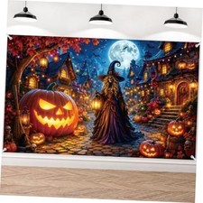 Halloween Happy Birthday Backdrop Banner Witch Theme Party Decoration