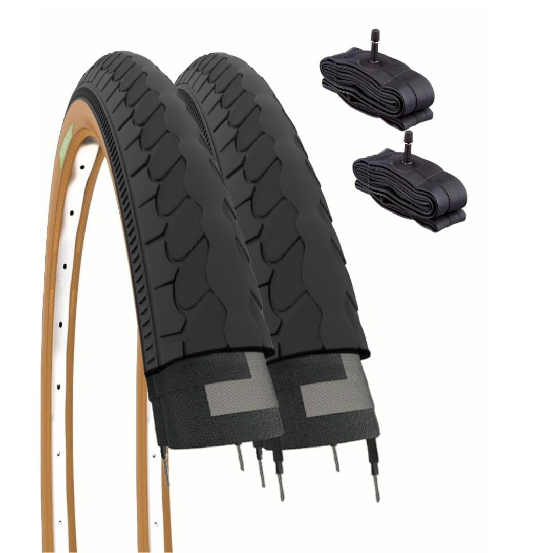2 COPERTONI 26X1 3/8 + CAMERE AMERICA PNEUMATICI NERO PARA BICI OLANDA CITY BIKE