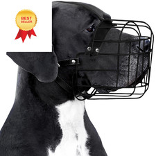 BRONZEDOG Dog Muzzle Adjustable Durable PVC Wire Basket for Great Dane, Black