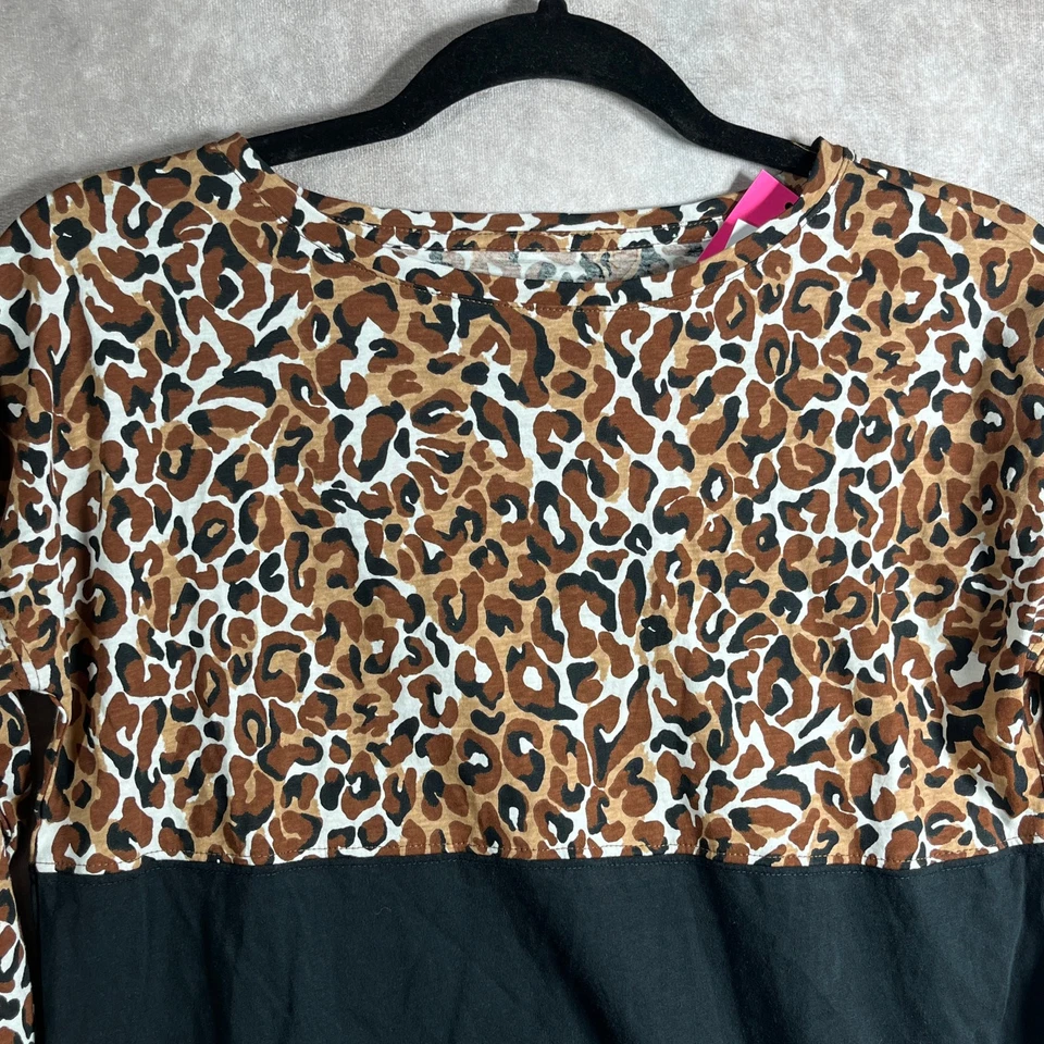 Lilly Pulitzer Mini Finn Top Niñas XL Marrón Negro Estampado Leopardo Manga Larga NUEVO Foto 2 de 4