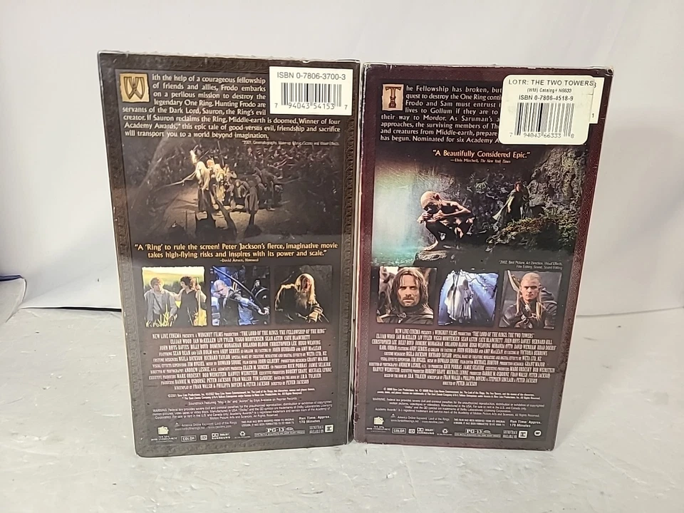 Lord of the Rings Two Towers AND Fellowship Of The Ring VHS New Factory Sealed - Image 2 of 4