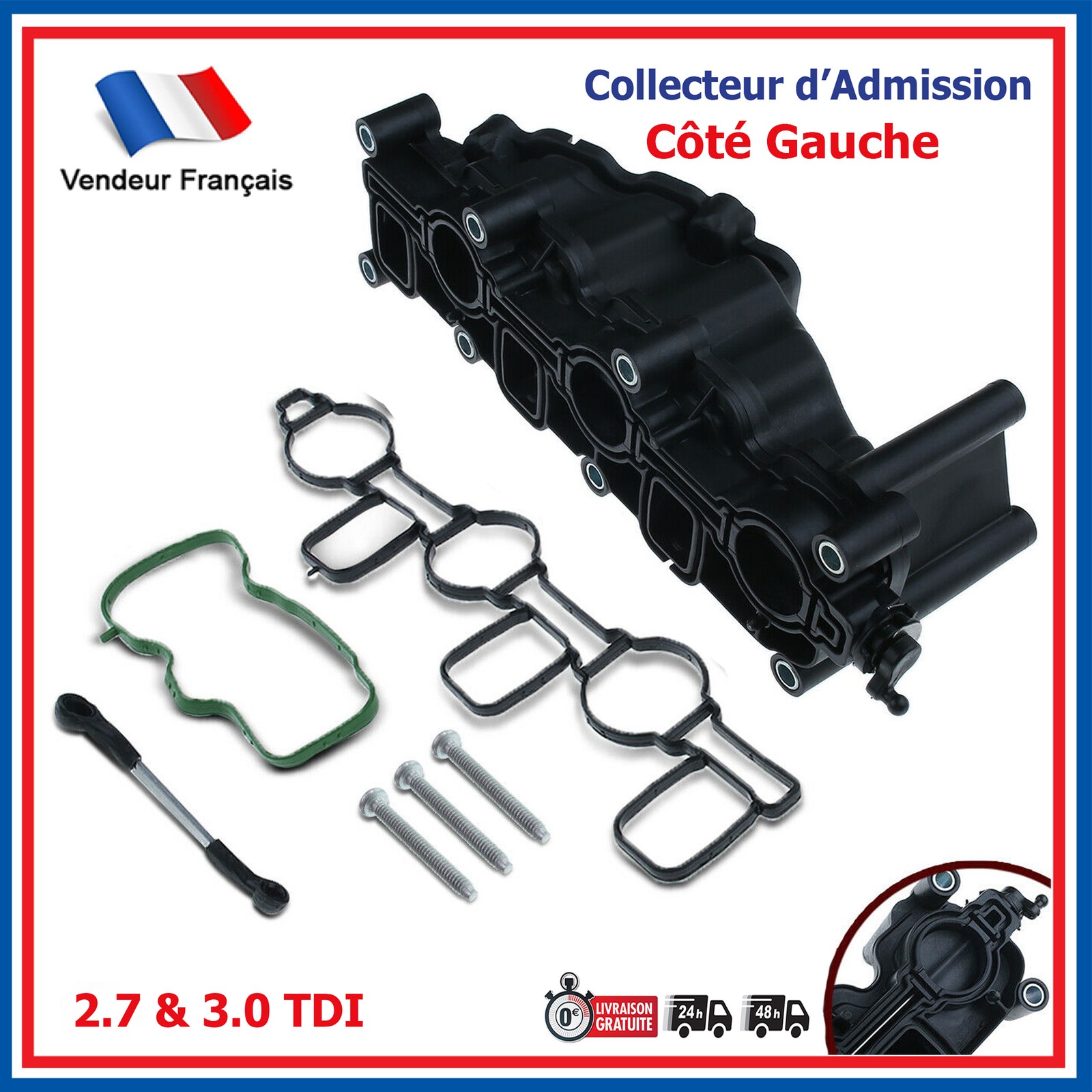 Tubulure admission gauche AUDI A5 2.7 3.0 TDI 059129711CL d'origine pour collecteur