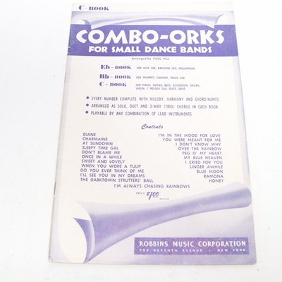 Vtg Combo-Orks Small Dance Bands C Instruments Songbook 1951 Robbins