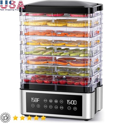 Stainless Steel Food Dehydrator 350W Adjustable Trays Timer Control Drying New