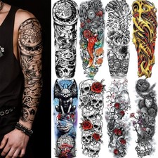 Aresvns Skull Full Arm Temporary Tattoo Sleeves for Men Large, Multicolor