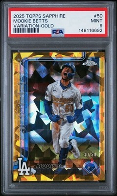 2025 Topps Chrome Sapphire Mookie Betts Image Variation GOLD /50 #50 PSA 9