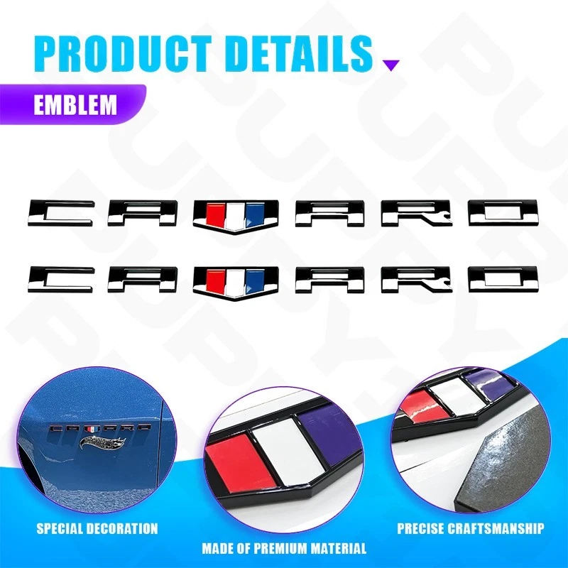 2x FOR CAMARO GLOSS Letter Fender Marker Emblem 3D Badge RS SS ZL1 Z28 Sport Foto 4 de 4