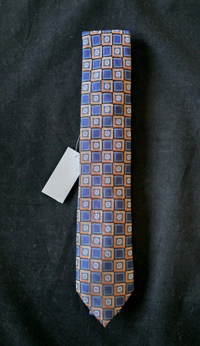 TED BAKER LONDON MEN’S SILK TIE MADE IN ITALY ROYAL BLUE/ORANGE #2TBC24 -NWT - Picture 3 of 6
