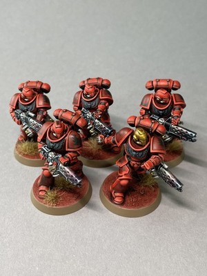 Warhammer 40k, Blood Angels, 5 Space Marines infernus marines pro painted