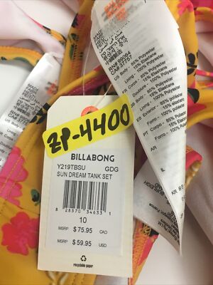 Billabong Sun Dream Floral Yellow Swimsuit Swim Set YOUTH GIRLS SZ