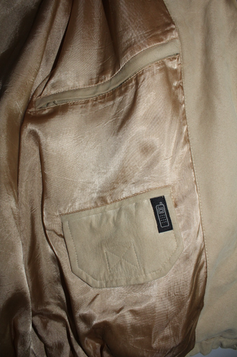 Vintage wetterfeste Jacke Herren Medium hellbraun Kunstleder durchgehender Reißverschluss Bomber - Bild 4 von 10