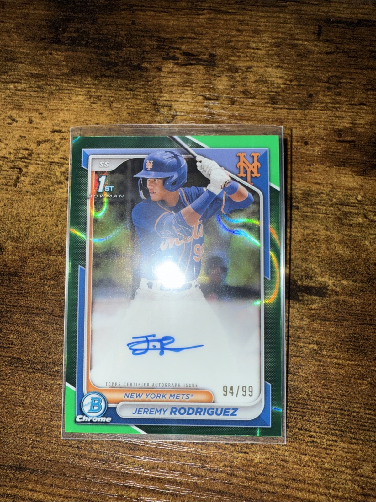 2024 Bowman Chrome Sapphire Jeremy Rodriguez 1st Green Refractor Auto #55/99