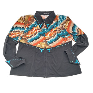 Western Show Shirt Women XL Jacket Feather Rodeo Equestrian Pleasure Rail Riding