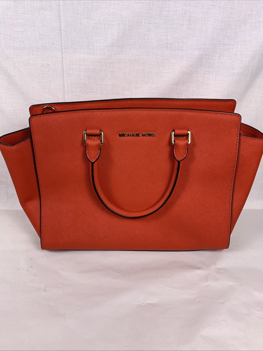 Michael Kors Selma Large Red Saffiano Leather Satchel Crossbody  Immaculate