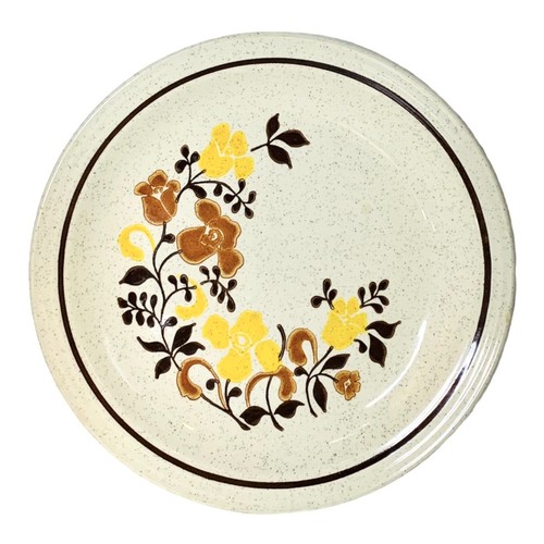 Vintage Homer Laughlin Hollowware Yellow Brown Floral Dinner Plate MINT - Picture 2 of 7
