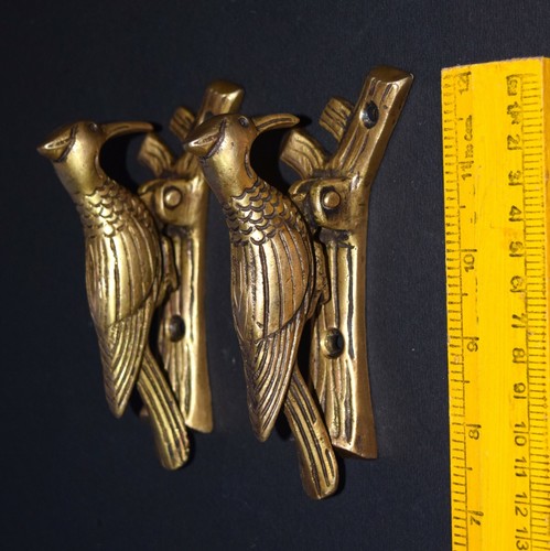 Brass Bird Door Knocker Set Of 02 Knockers Woodpecker Design Door Bell Ring RU72 - Picture 4 of 4