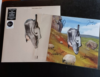 ENGLISH TEACHER THIS COULD BE TEXAS ALT DIE CUT SLV CLEAR LP & BAND SIGNED PRINT