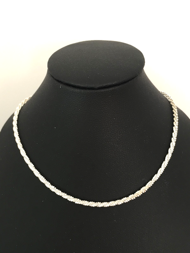 Sterling Silver, Sparkly Necklace, 44cm Long, Rope effect, 925