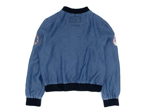 GUC So Nikki Patch Print Denim-Like Bomber Jacket Type Top in Blue S - Picture 8 of 15