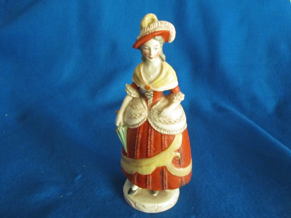 Vintage Porcelain Figurine Victorian Woman Germany US Zone 8