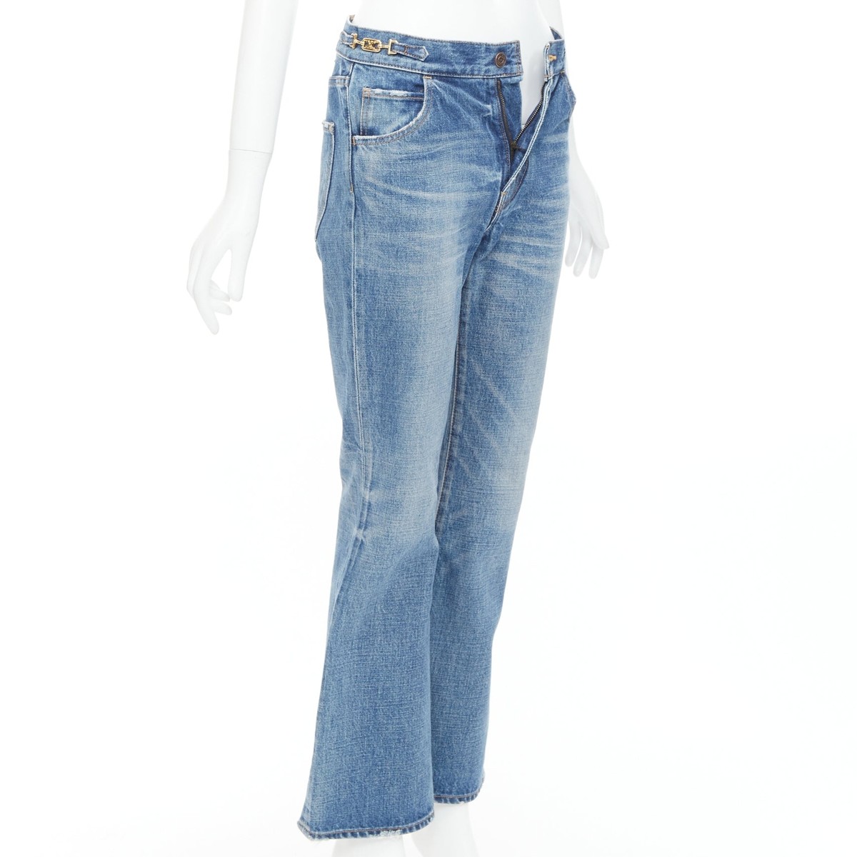 CELINE W_FL_018 Dylan blue washed gold triomphe buckle