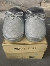 Michael Kors Silver Carter Slippers NIB
