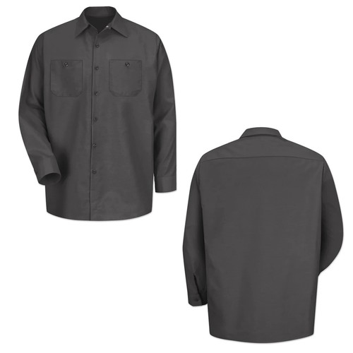 Red Kap Work Shirt Solid Color 2 Pocket Men's Industrial Uniform Long Sleeve - Picture 27 of 41