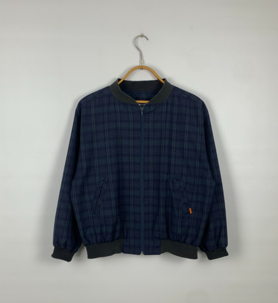 Bomber vintage Yves Saint Laurent YSL uomo blu navy a quadri taglia M